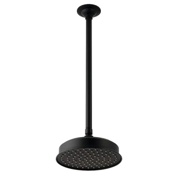Trimscape 1-Spray Patterns 8 in. Ceiling Mount Rain Spray Fixed Shower Head with Shower Arm & Flange in Matte Black