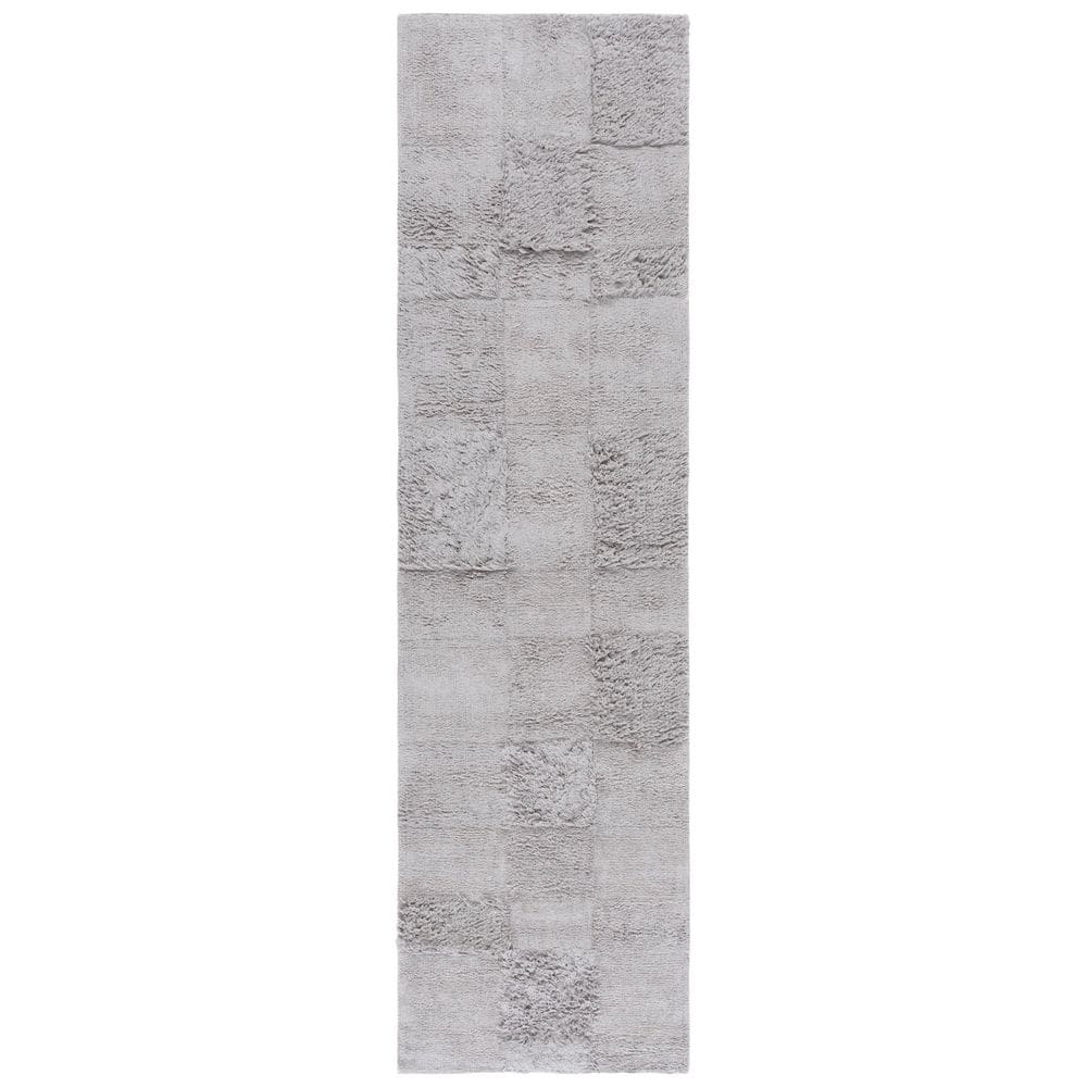 Easy Care 2 ft. x 9 ft. Gray Machine Washable High-Low Solid Checkered Runner Rug price history on PriceWatchPro