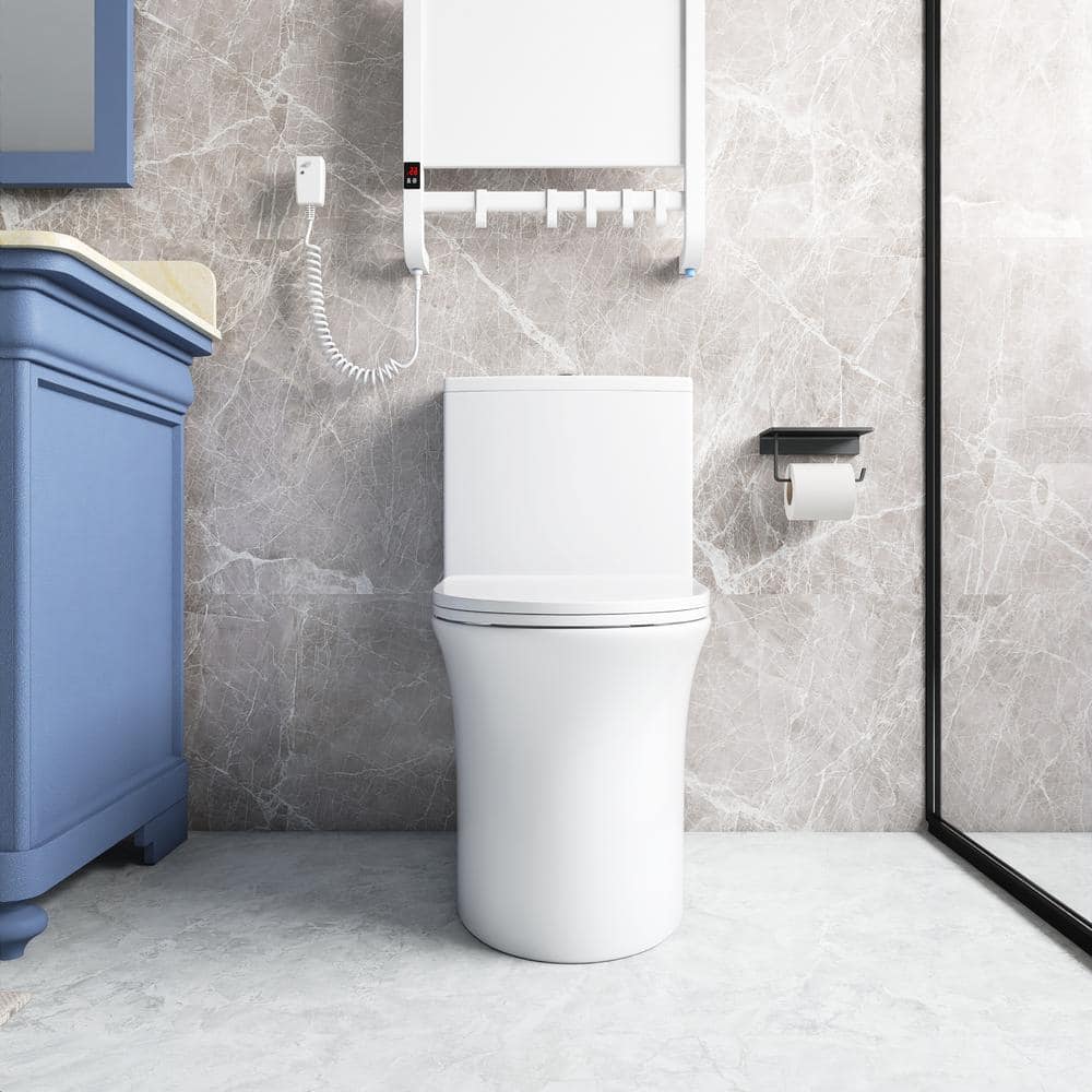 1-Piece 1.1/1.6 GPF Dual Flush Siphonic Jet Elongated Toilet in White