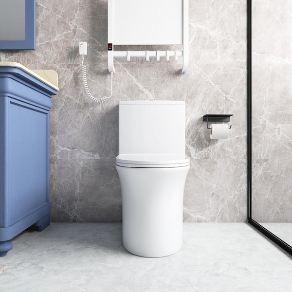 Unbranded 1-Piece 1.1/1.6 GPF Dual Flush Siphonic Jet Elongated Toilet in White