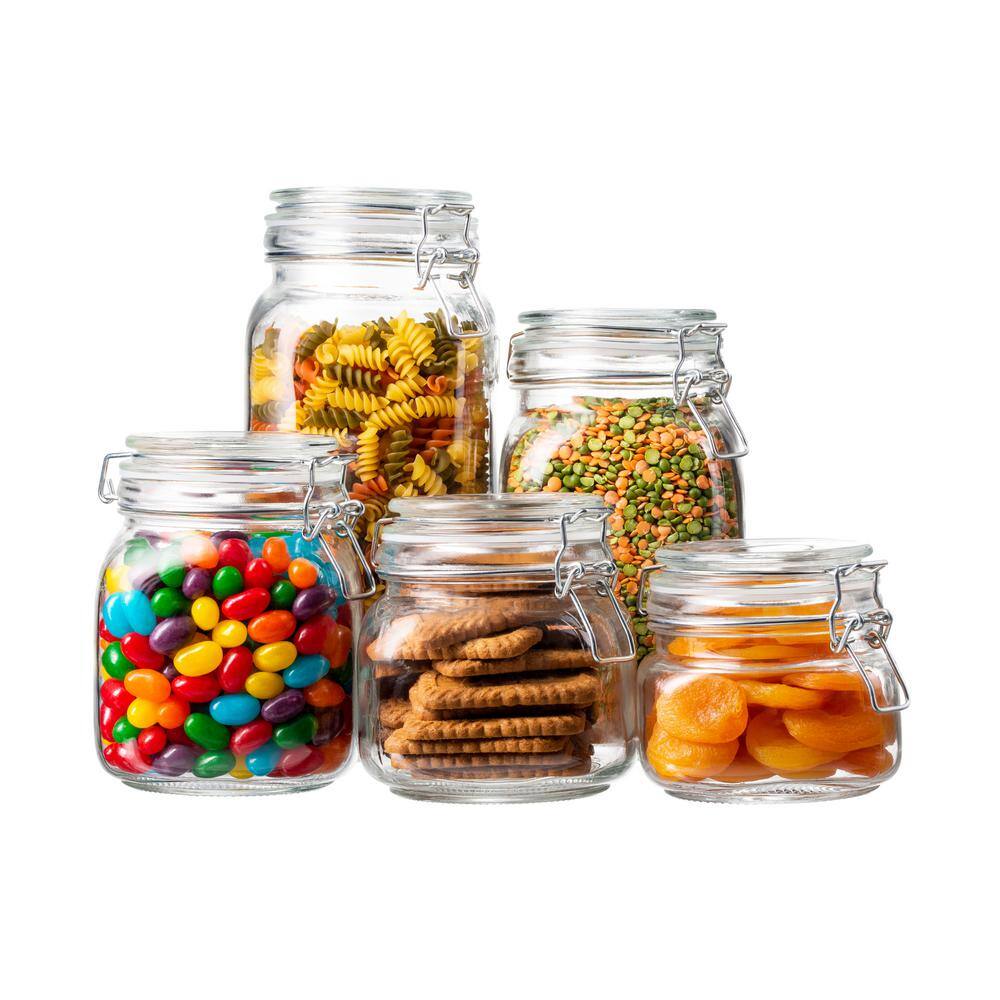 EATNEAT 5-Piece Airtight Glass Kitchen Canisters with Glass Lids ...