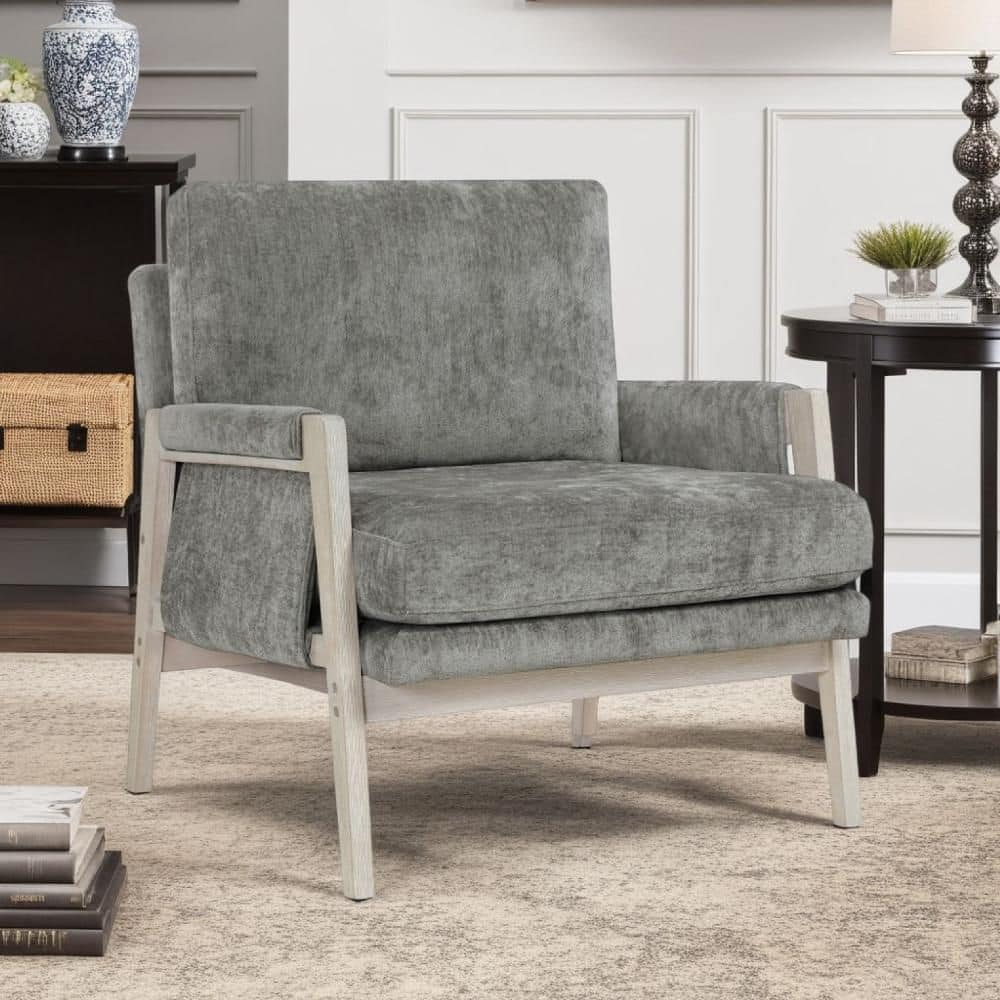 Mao Brownish Gray Chenille Arm Chair with 4 Legs Base Style price history on PriceWatchPro