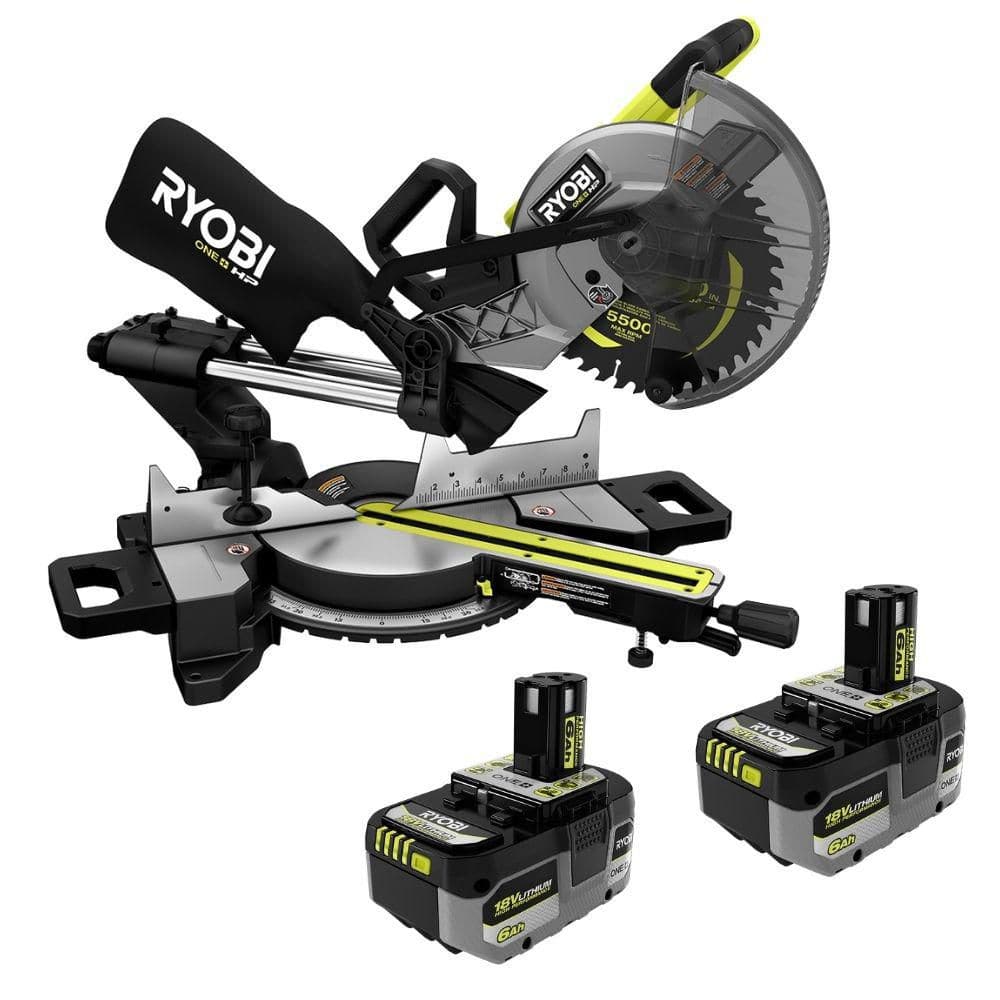 ONE+ HP 18V Brushless Cordless 10 in. Sliding Compound Miter Saw with ONE+ HP 18V HIGH PERFORMANCE 6.0 Ah Batt. (2-Pack) price history on PriceWatchPro
