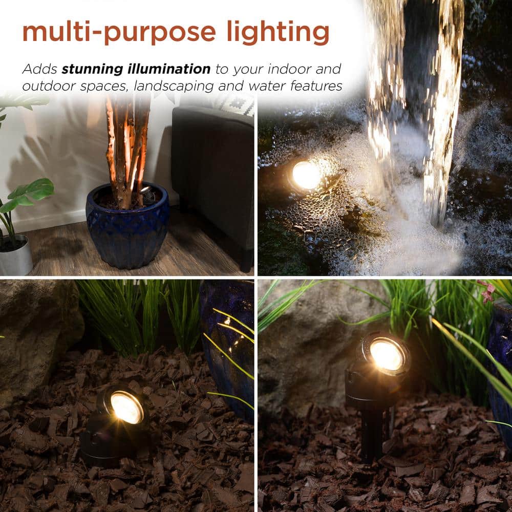 Black Plastic Outdoor Corded Landscape Spotlight with Colored Lenses