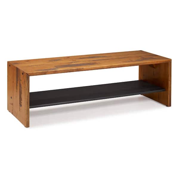 58" Modern Farmhouse Wood Entryway Bench - Amber