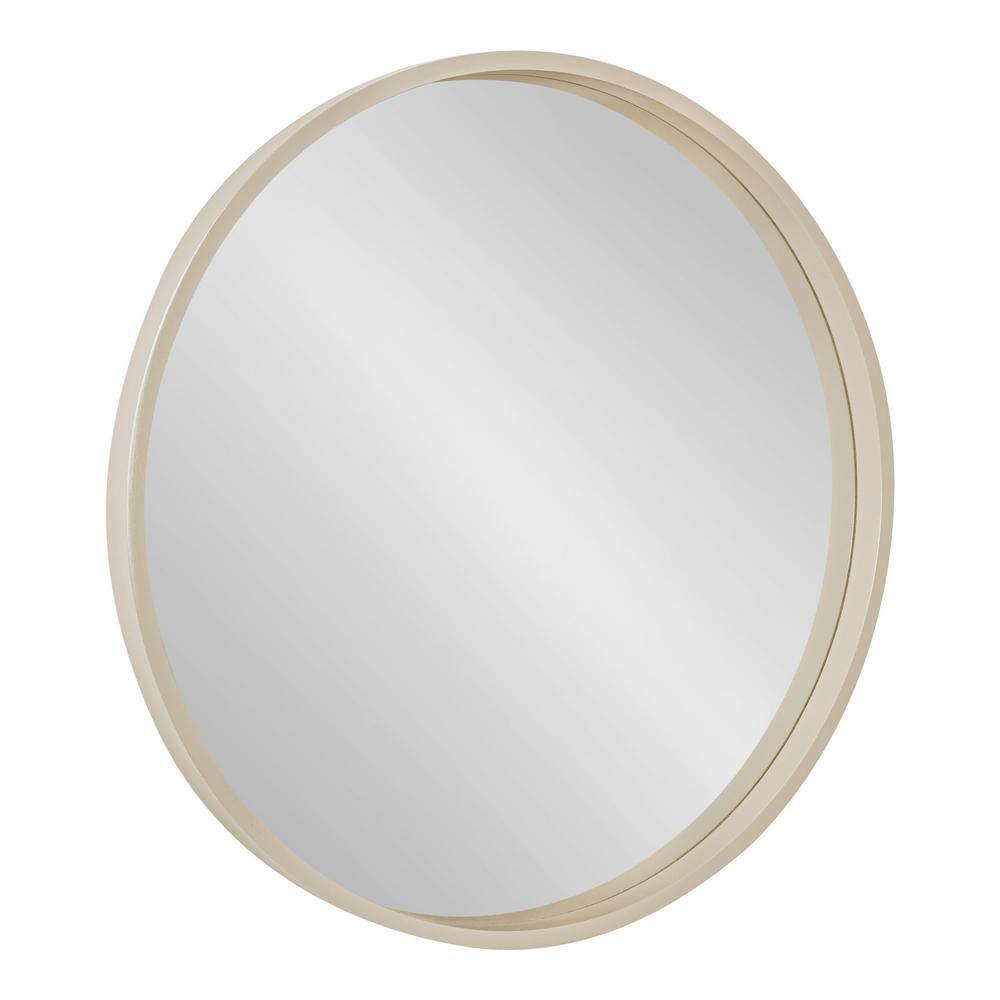 Travis 25.6" Round Natural Wood Accent Wall Mirror
