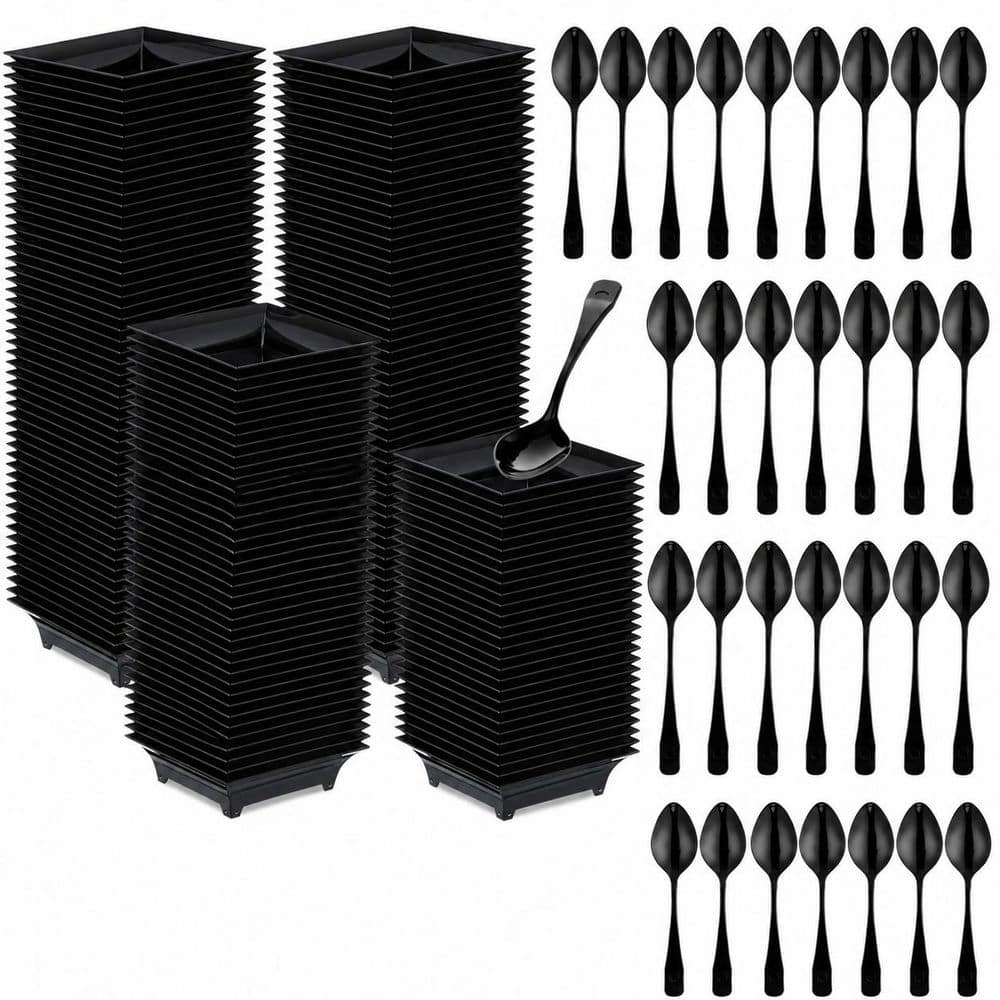 400-Piece Black Square Mini Disposable Appetizer Plates with Spoons Party Wedding Birthday 2.44 x 2.44 price history on PriceWatchPro