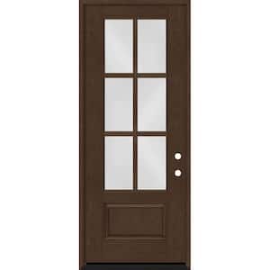Regency 36 in. x 96 in. 3/4-6 Lite Clear Glass LHIS Hickory Stained Fiberglass Prehung Front Door