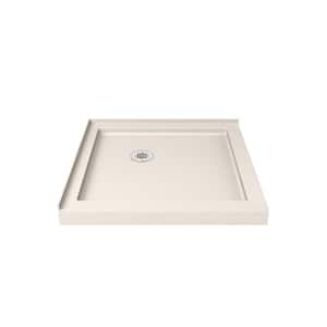 SlimLine 32 in. x 32 in. Double Threshold Shower Pan Base with Corner Drain in Biscuit