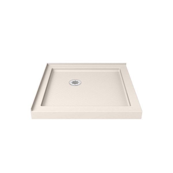 DreamLine SlimLine 42 in.x 42 in.Double Threshold Shower Pan Base in Biscuit with Corner Drain
