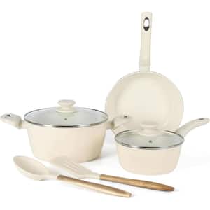 Plaza Cafe 7-Piece Forged Aluminum Cookware Set in Linen
