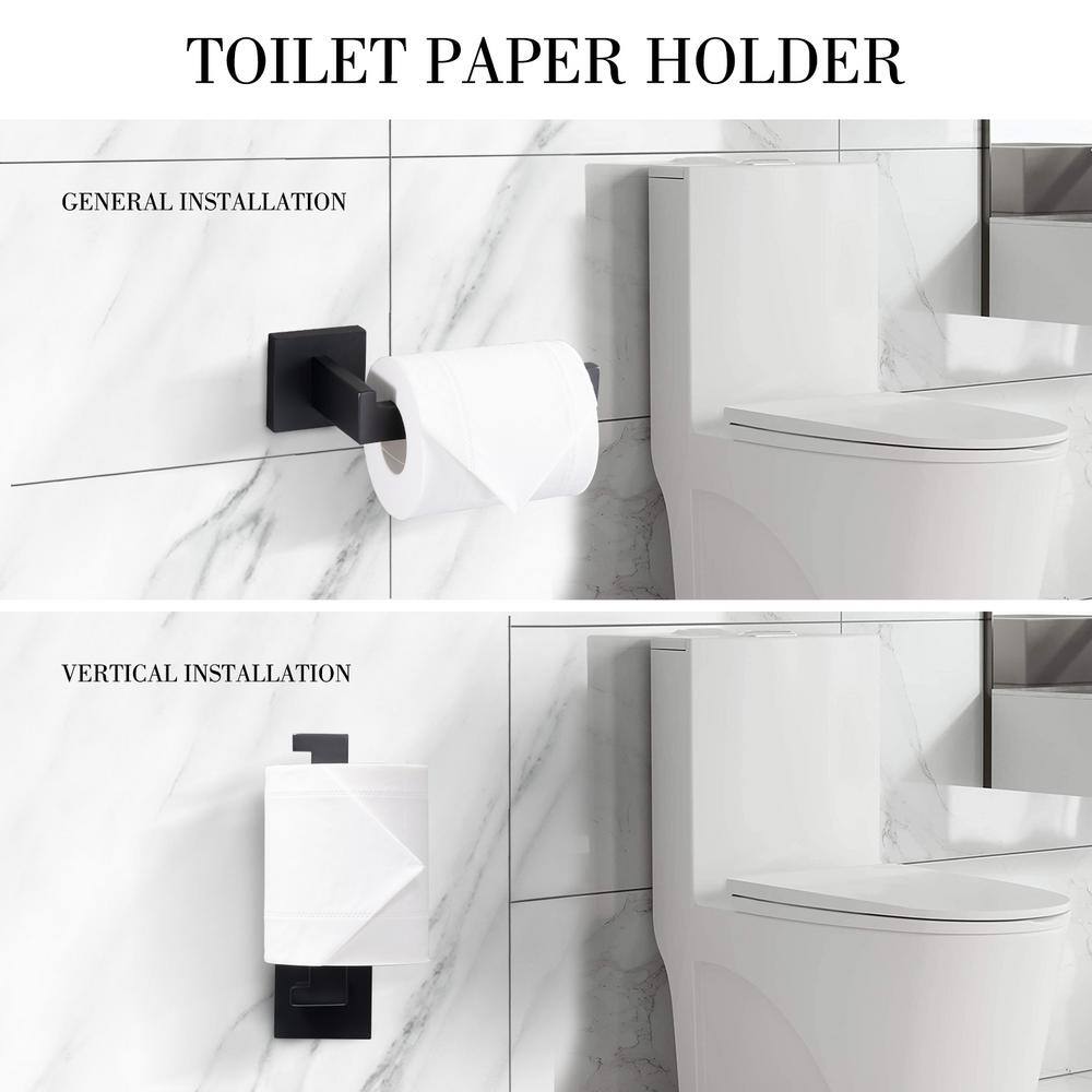 Matte Black Stainless Steel 5-Piece Modern Bathroom Hardware Set