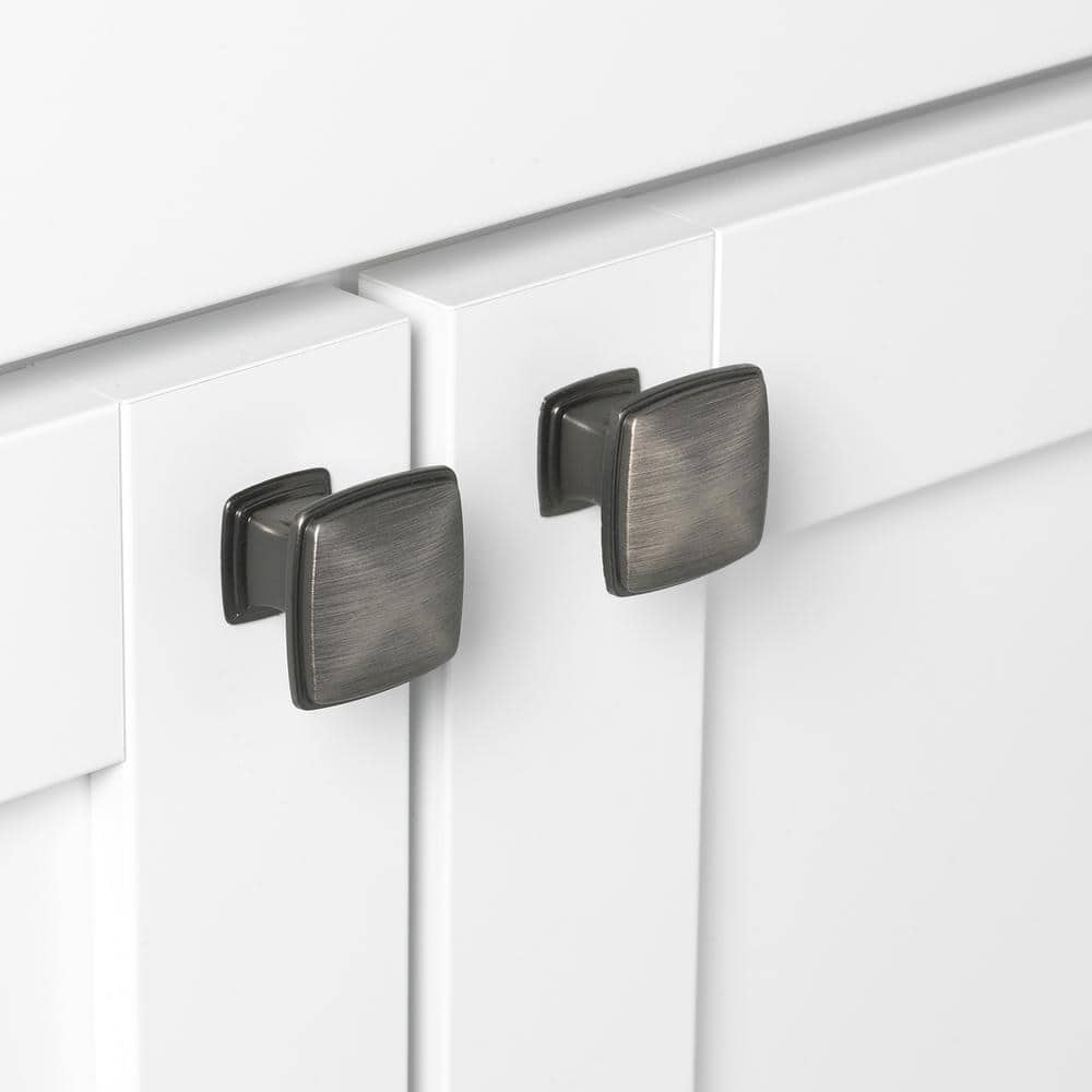 Satin Pewter Square Cabinet Knob with Mounting Hardware