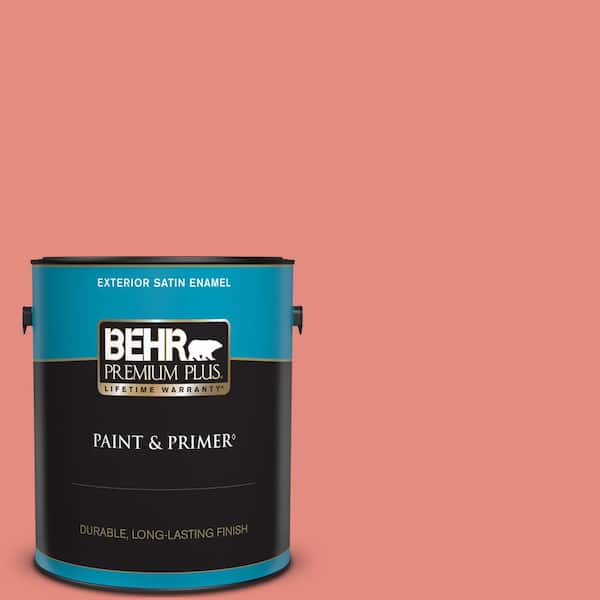 BEHR PREMIUM PLUS 1 gal. #190D-5 Peony Pink Satin Enamel Exterior Paint & Primer