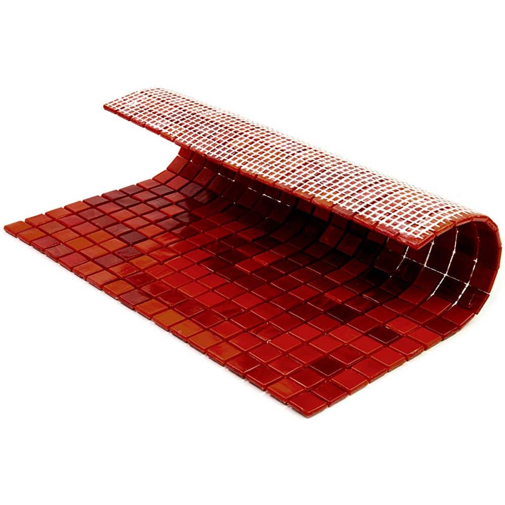 Rose Red Iridescent Glass Mosaic Wall and Floor Tile