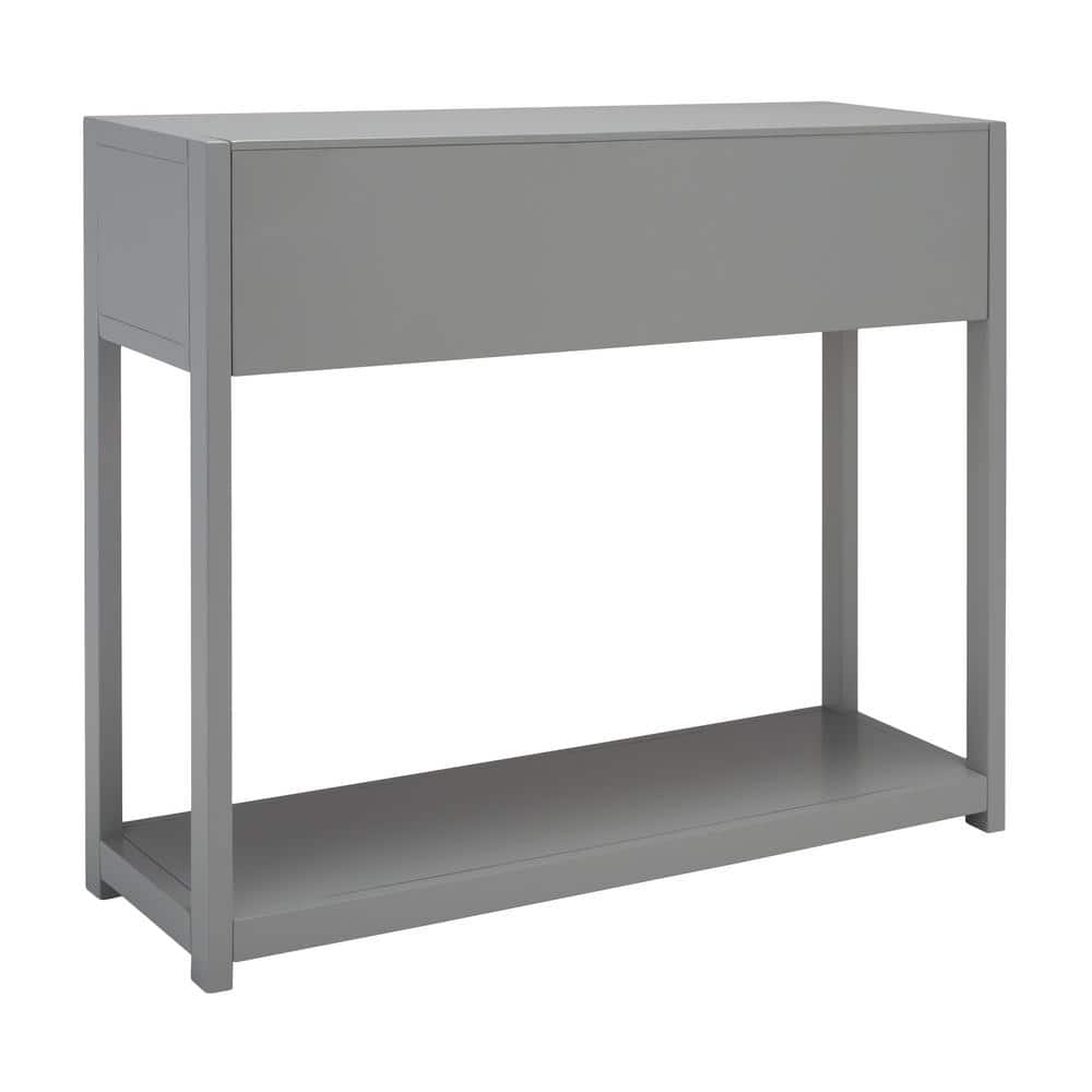 Amish Gray Matte Finish Console Table with Dual Storage Drawers