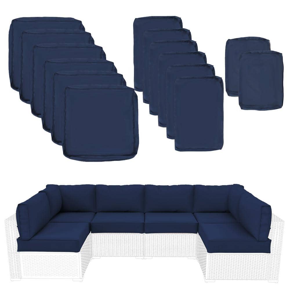 Blue 26 x 26 14-Piece Outdoor Sectional Cushions for Patio Sofa Replacement