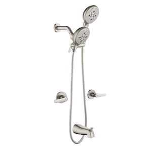 Double Handle 5-Spray Tub and Shower Faucet 1.8 GPM with Tub Spout,Handheld Showerhead in Brushed Nickel Valve Included