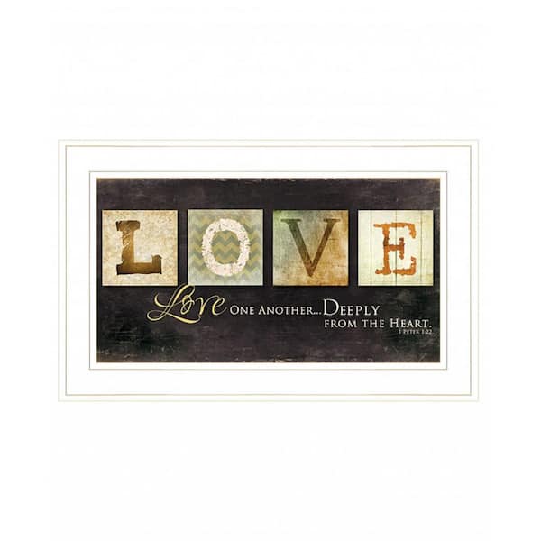 HomeRoots Love One Another by Unknown 1 Piece Framed Graphic Print Typography Art Print 12 in. x 21 in. .