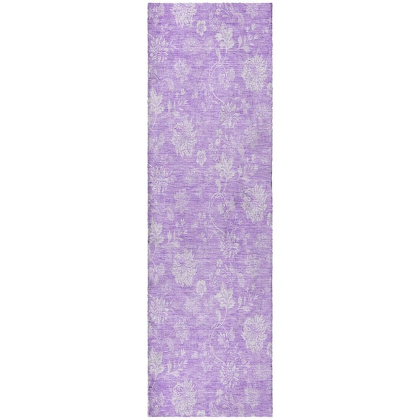 Dream Shag Premium Machine Washable Abstract ADS681 Lilac 2 ft. x 7 ft. Runner Rug