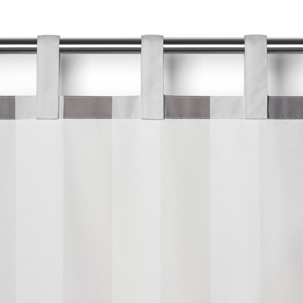 Gray and White Polyester Light-Filtering Tab Top Curtain Panel
