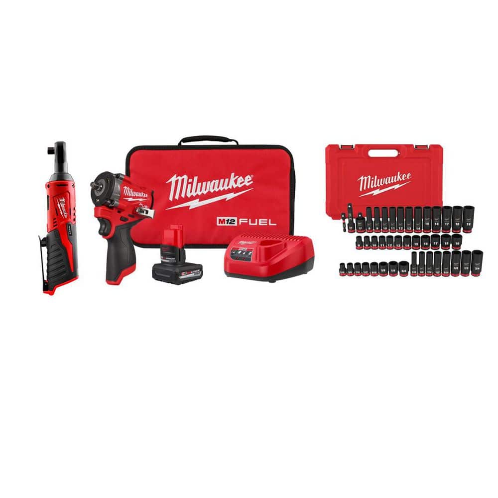 Milwaukee M12 FUEL 12V Stubby 3/8 in. Impact Wrench Kit w/ M12 3/8
