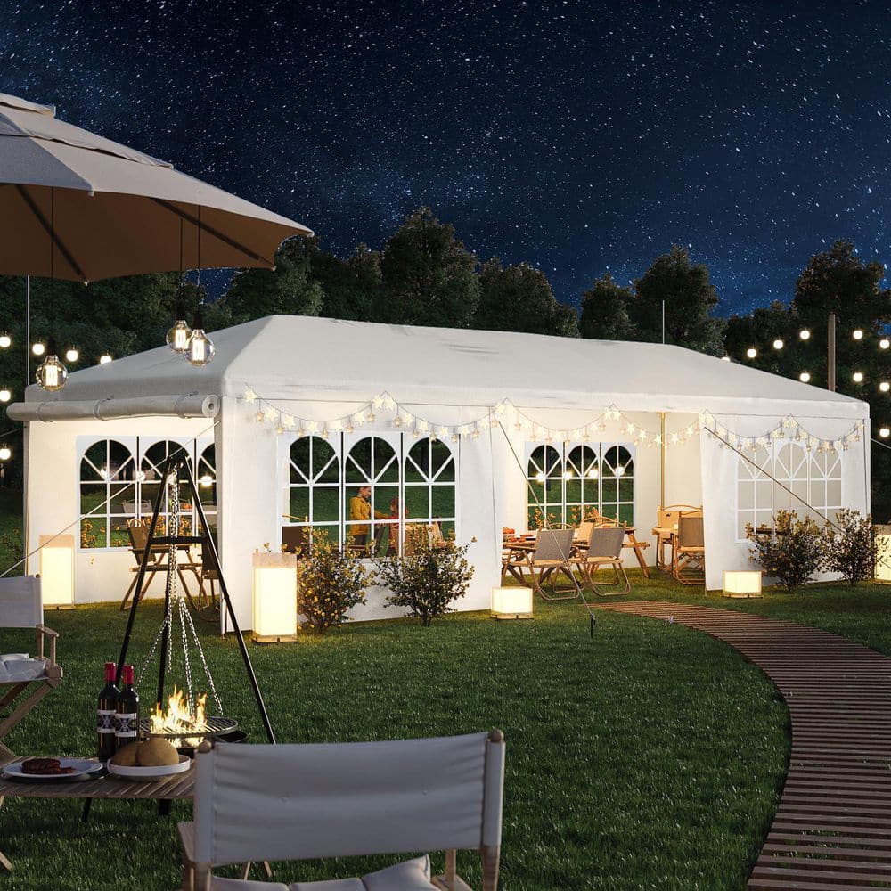 White 10 ft x 30 ft Outdoor Canopy Tent with Removable Sidewalls