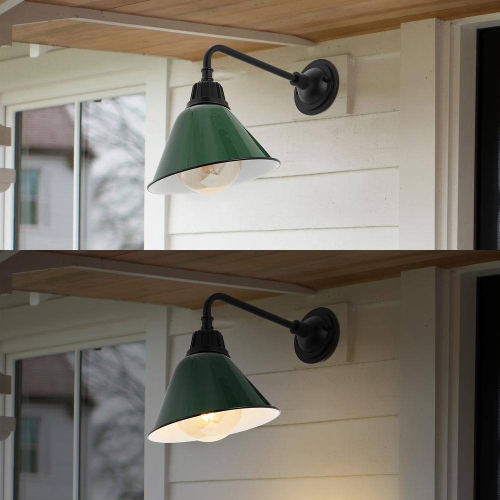 Croydon 16'' Satin Black Iron LED Gooseneck Outdoor Sconce