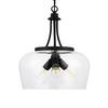 Merra 3-Light Matte Black Dome Pendant Light with Glass Shade HCF-2808-BK-BNHD-1