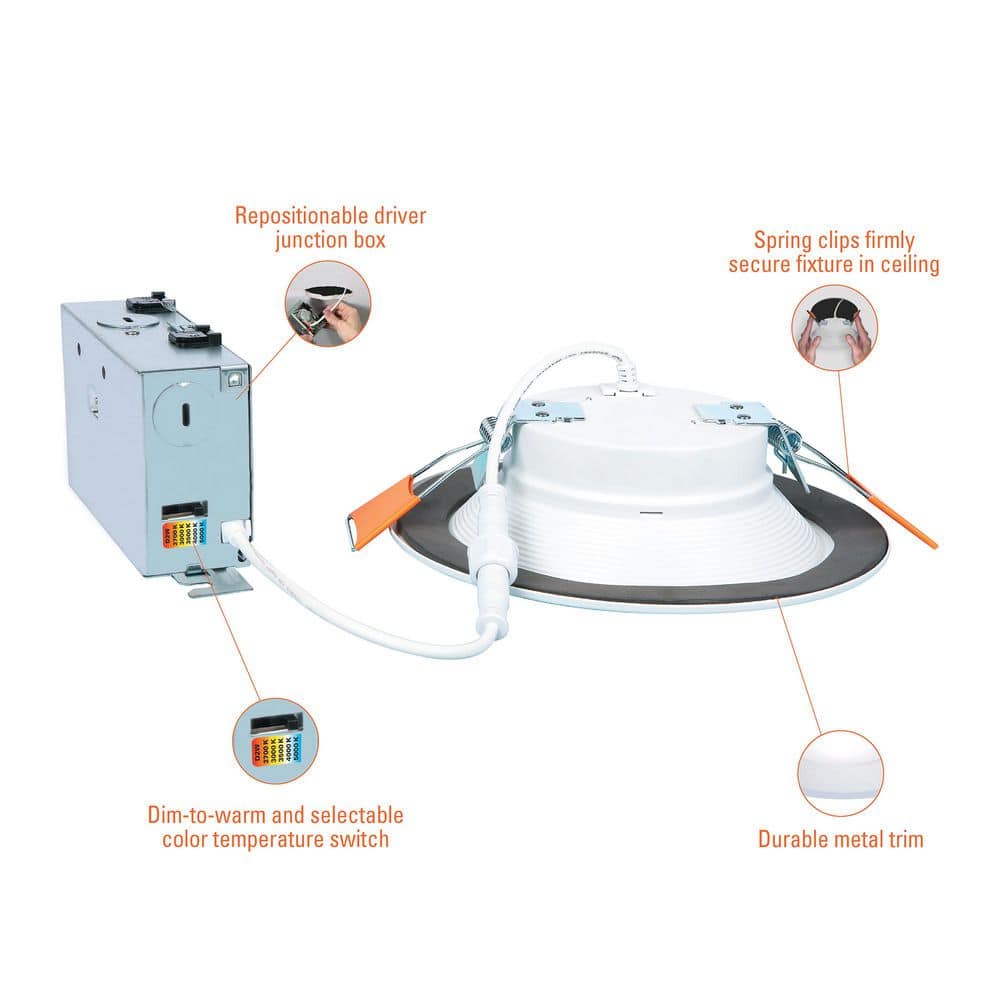 White 6-Inch Canless Recessed LED Downlight with Selectable CCT