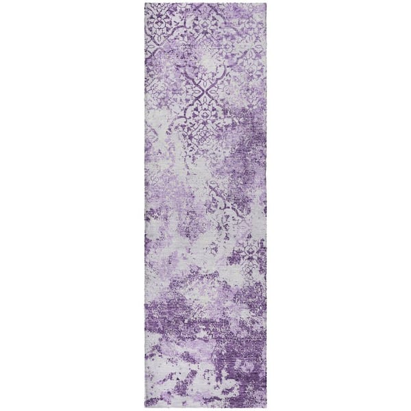 Dream Shag Premium Machine Washable Abstract ADS769 Lavender 2 ft. x 7 ft. Runner Rug