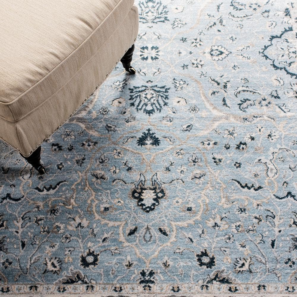Isabella Light Blue and Cream Synthetic Rectangular Area Rug