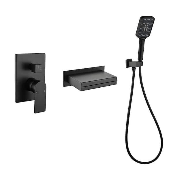 Single Handle 2-Spray Tub and Shower Faucet 2.5 GPM 3.66 in Shower Head in Matte Black Valve Included