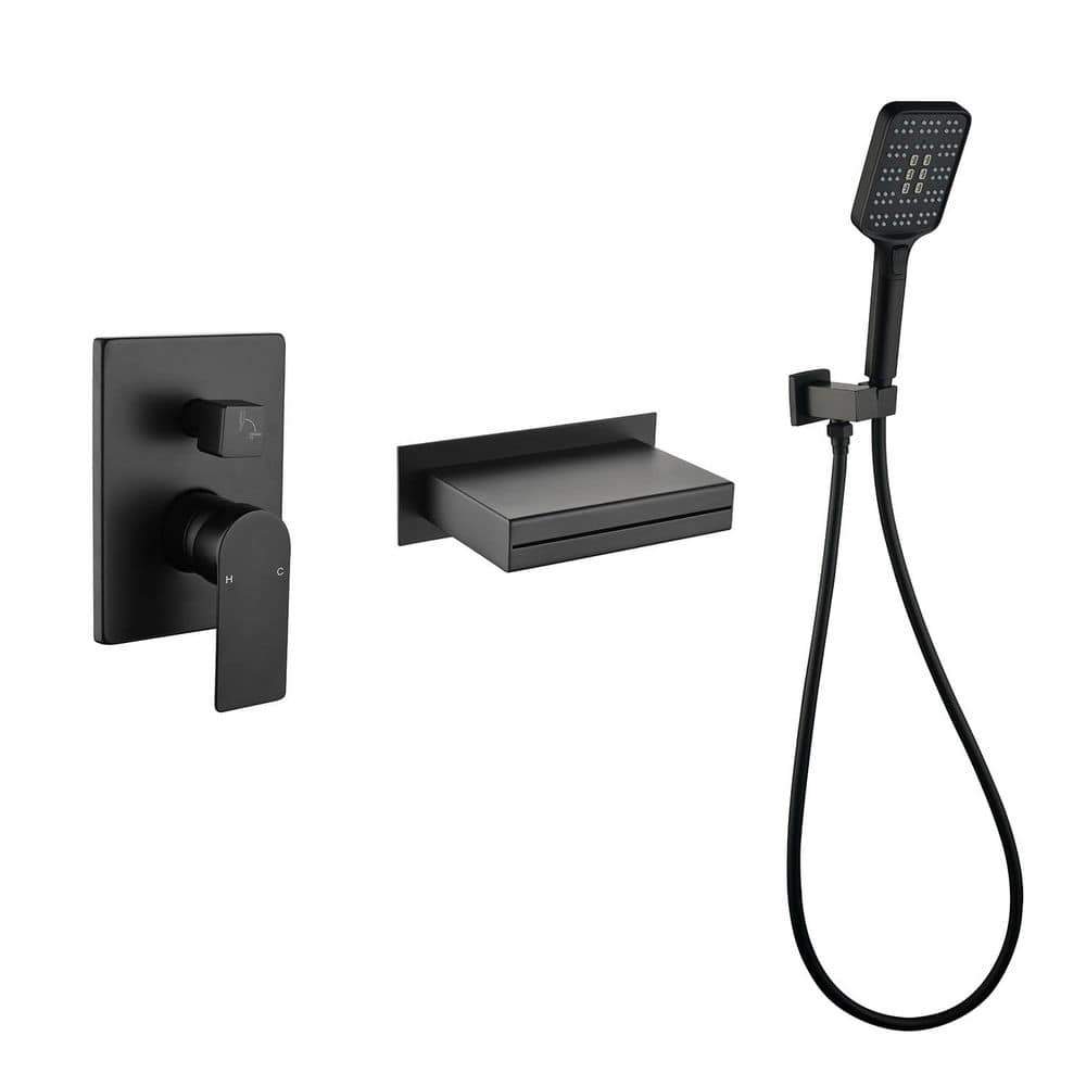 Single Handle 2-Spray Tub and Shower Faucet 2.5 GPM 3.66 in Shower Head in Matte Black Valve Included price history on PriceWatchPro