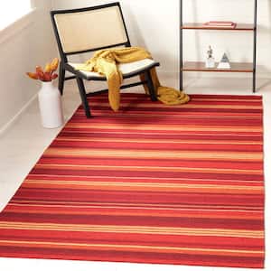 Striped Kilim Red Doormat 3 ft. x 5 ft. Striped Area Rug
