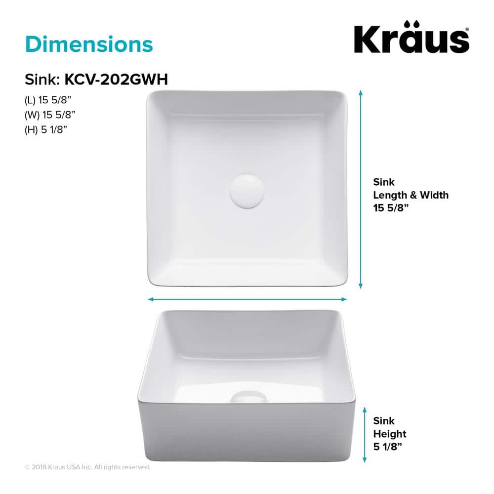 Viva White Square Ceramic Vessel Bathroom Sink