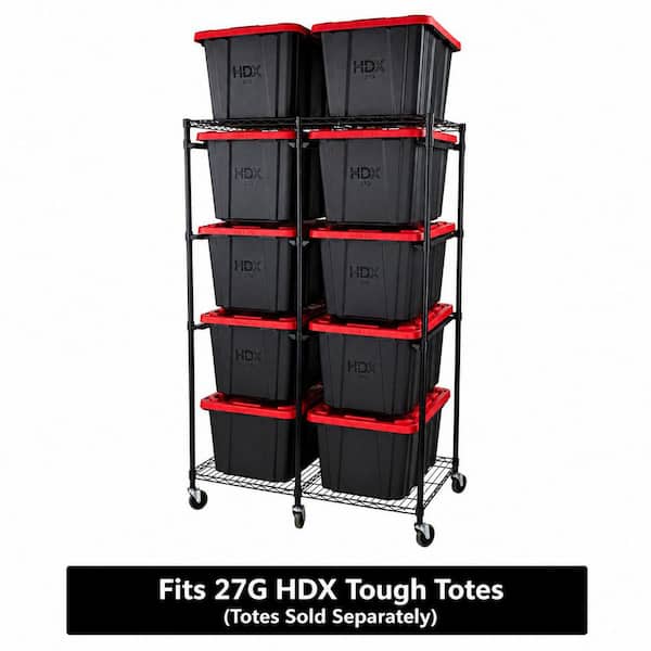 HDX Steel Wire Shelving Storage 2-Tier Double Tote Rack with