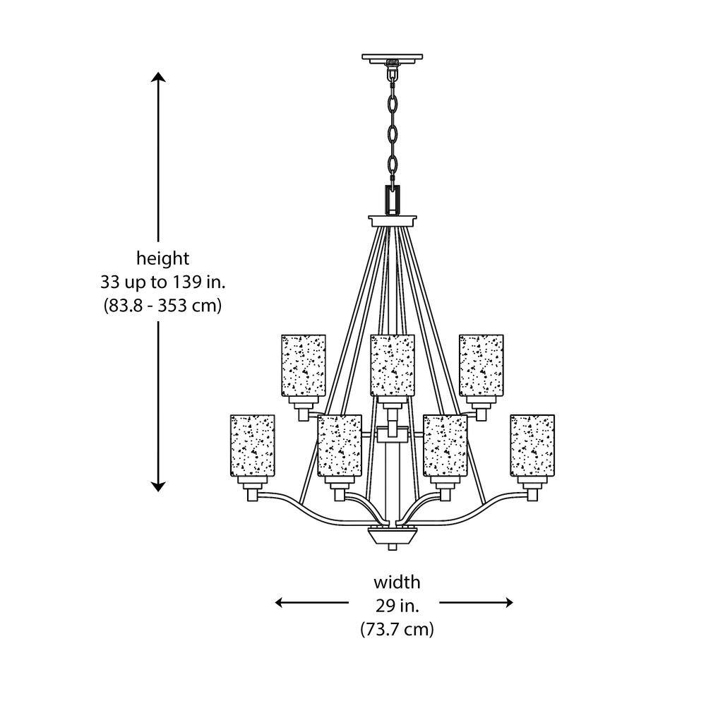 Simi Modern Black 9-Light Tiered Chandelier with Seeded Glass Shades
