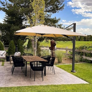 10 ft. Square Patio Umbrella Aluminum Large Cantilever Umbrella for Garden Deck Backyard Pool in Beige