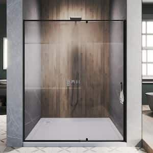 56 in. to 60 in. W x 71 in. H Framed Pivot Shower Door in Matte Black with Clear Tempered Glass