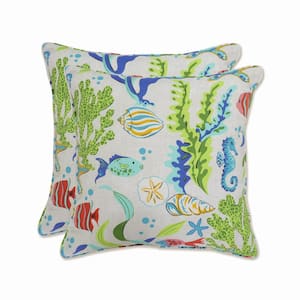 Tropical Blue Square Outdoor Square Throw Pillow 2-Pack