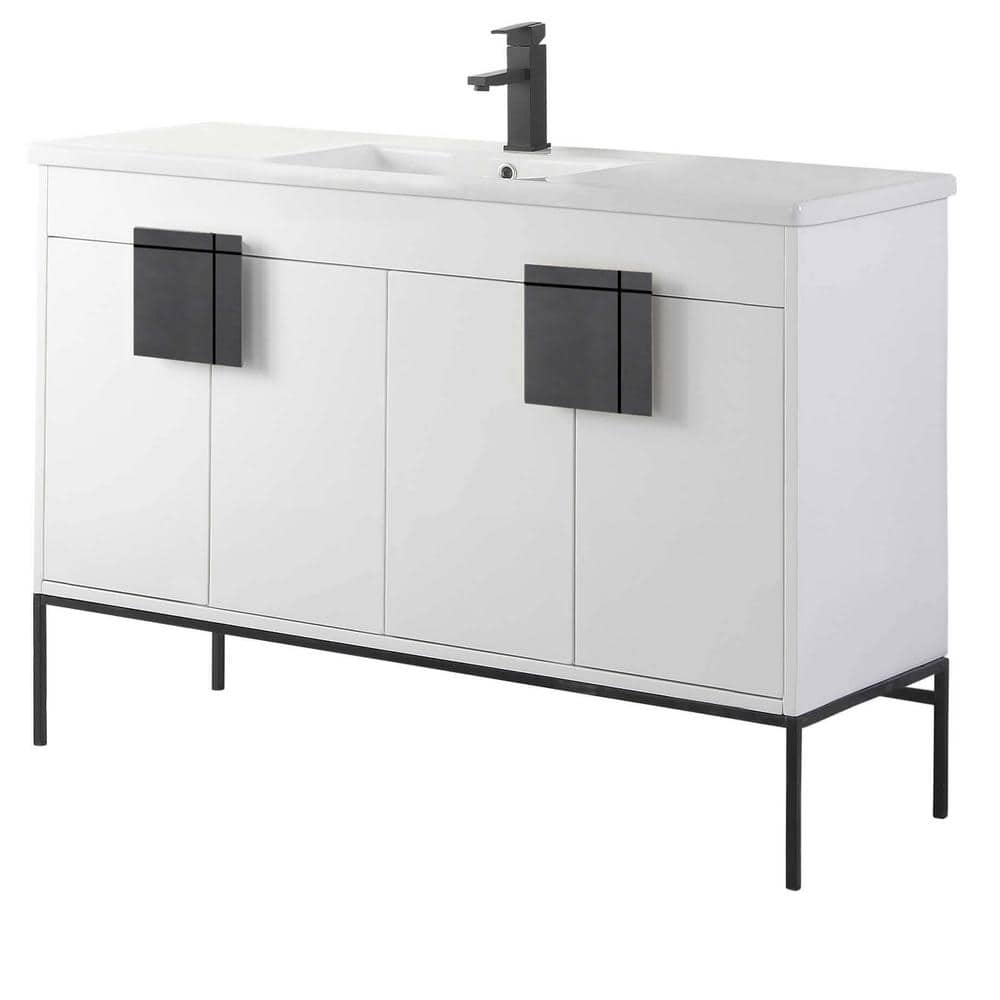 Shawbridge 48 in. W x 18.11 in. D x 33.5 in. H Bath Vanity in Matte White Paint with Ceramic Vanity Top in White price history on PriceWatchPro