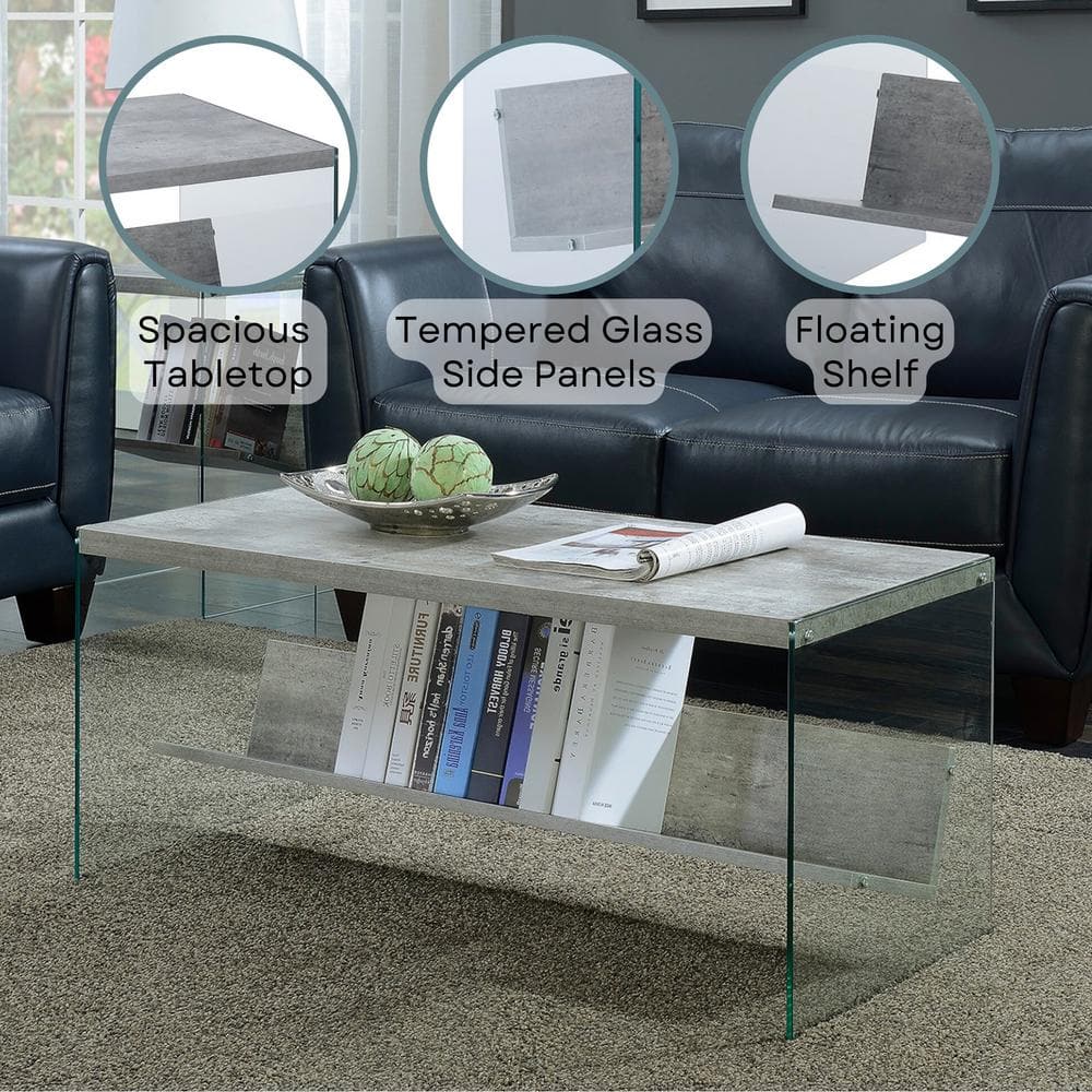 Modern Faux Birch and Glass Rectangular Coffee Table