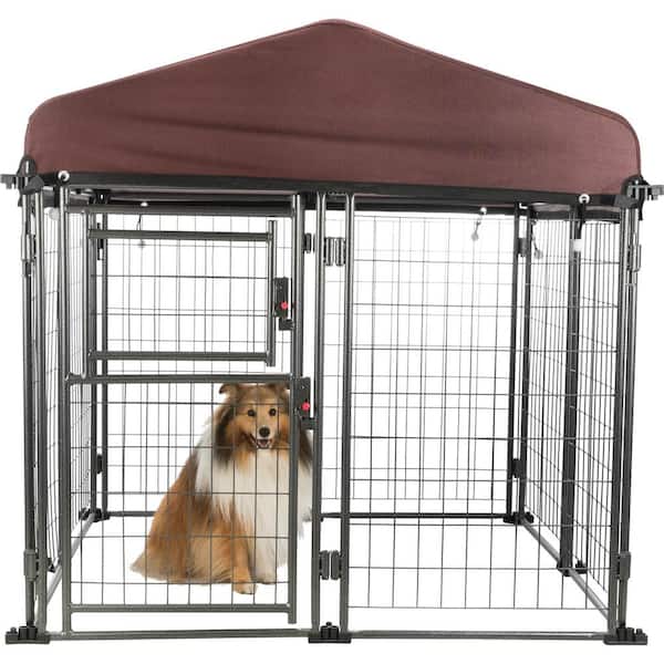 Deluxe Outdoor Dog Kennel with Medium 39211 - Home Depot