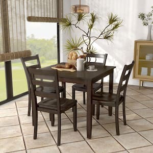 Sherry 5-Piece Square Espresso Wood Top Dining Room (Seats-4)