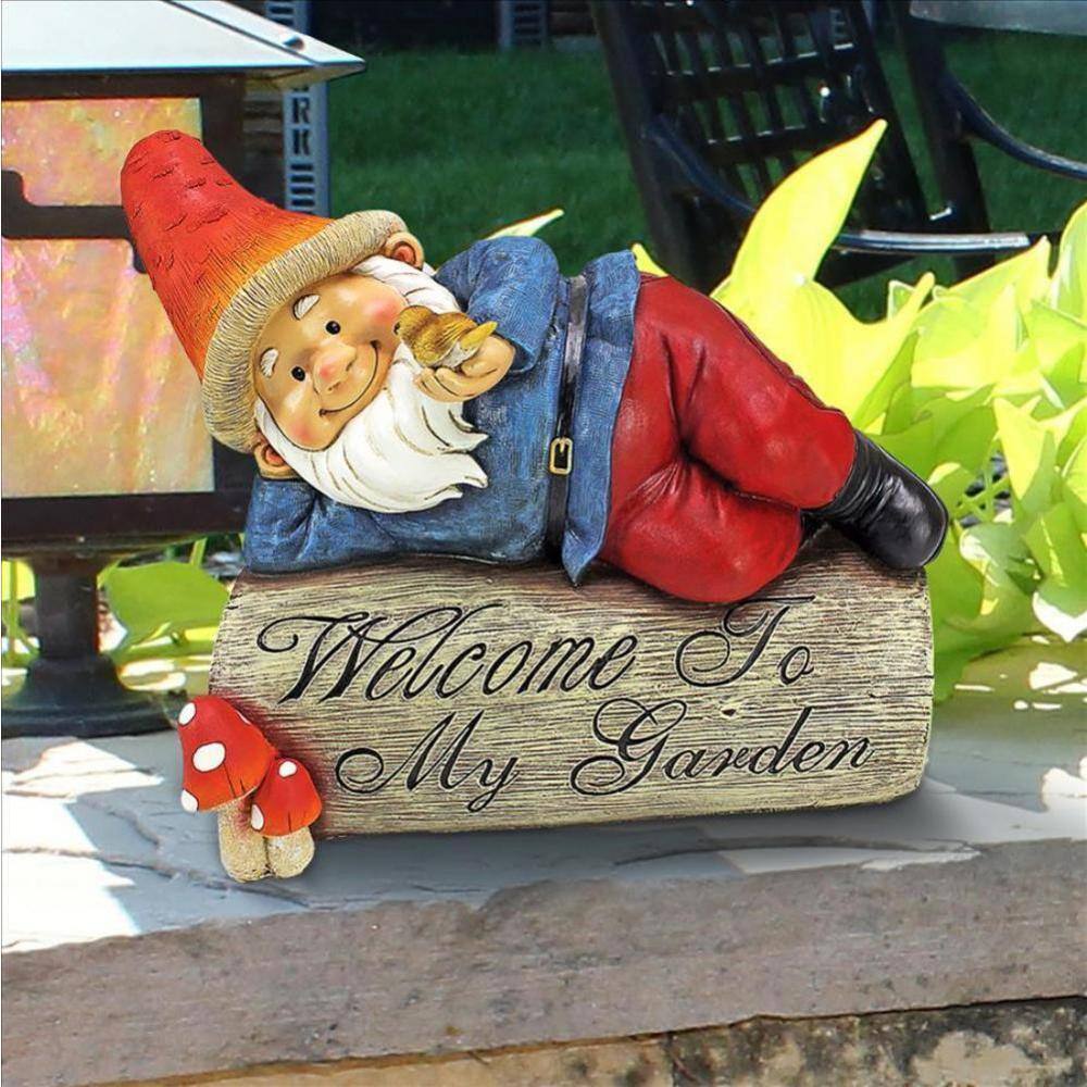 Gideon Garden Gnome Welcome Sign Resin Statue