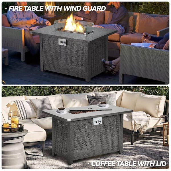 42 in. Gray Steel 50,000 BTU Outdoor Propane Gas Fire Pit