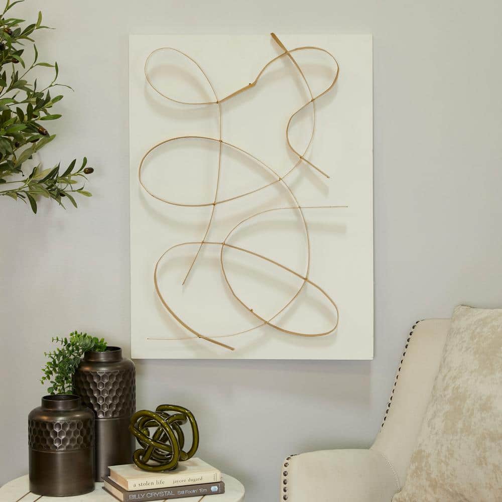Litton Lane 24 in. x 32 in. Metal White Overlapping Lines Abstract Wall ...