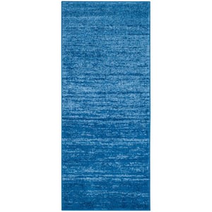 Adirondack Light Blue/Dark Blue 3 ft. x 6 ft. Solid Runner Rug