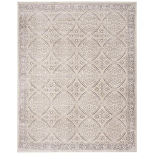 Brentwood Cream/Gray 9 ft. x 12 ft. Antique Floral Border Area Rug